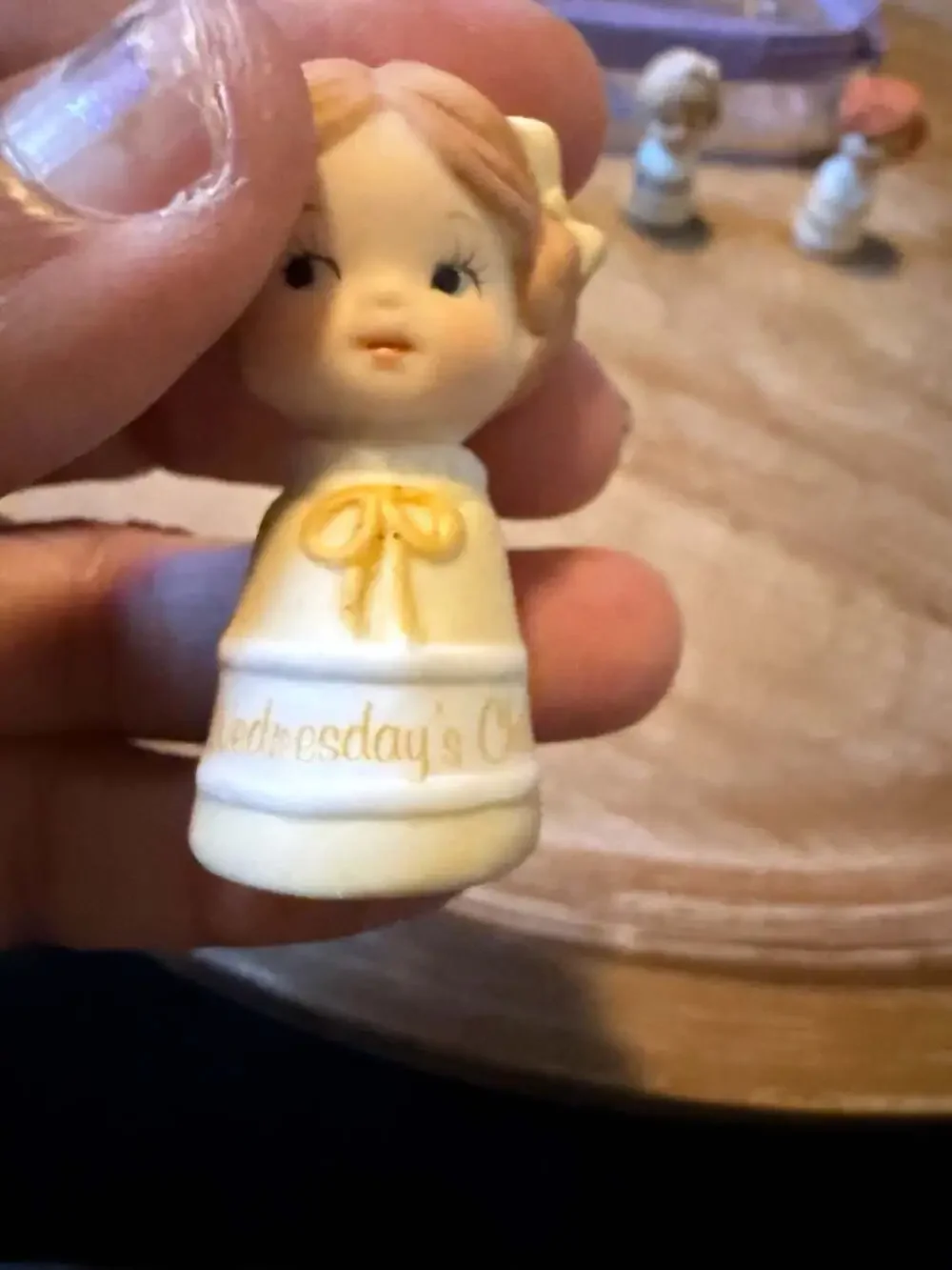 Enesco Days of the Week Porcelain Thimbles Set